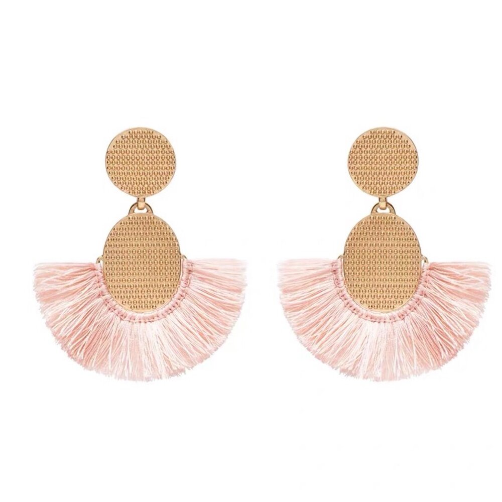 India Hicks Golden Fan Earrings Desert Pink